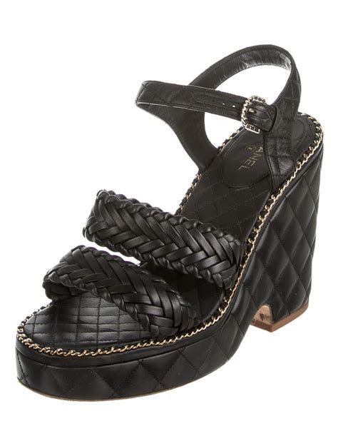 chanel wedges black